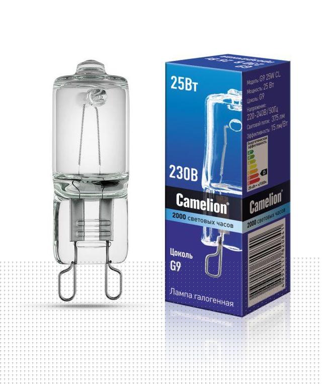 Лампа галогенная 25Вт капсула G9 3000К 240В прозр. Camelion 5845