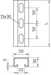 Рейка монтажная 700х50х30 DIN EN ISO 1461 OBO 1121332