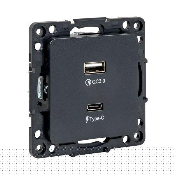 Розетка USB 2-м Стокгольм тип A+C механизм черн. PROxima EKF EZR-2USB-type-C