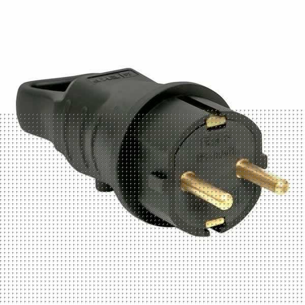 Вилка угловая 16А 2P+PE 230В IP44 с кольцом каучук Basic EKF RPS-017-16-230-44