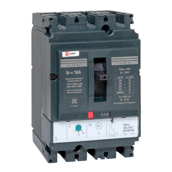 Выключатель автоматический 3п 160/16А 36кА ВА-99C Compact NS PROxima EKF mccb99C-160-16