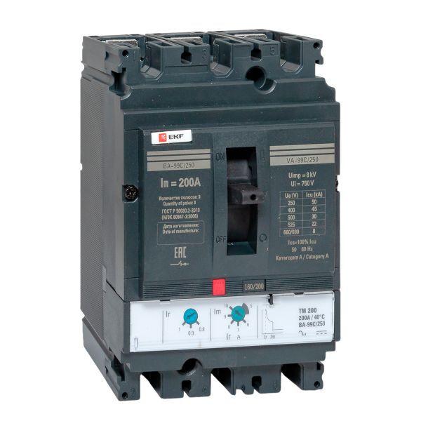 Выключатель автоматический 3п 250/200А 45кА ВА-99C Compact NS PROxima EKF mccb99C-250-200