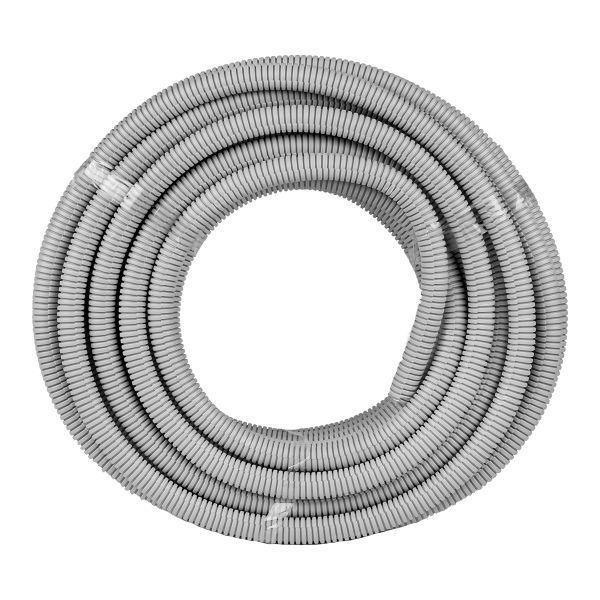 Труба гофрированная ПВХ d25мм с протяжкой сер. (уп.25м) Plast PROxima EKF tg-z-25-25n