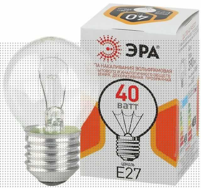 Лампа накаливания ДШ 40-230-E27-CL 40Вт шар (P45) 230В Е27 ЭРА Б0039137