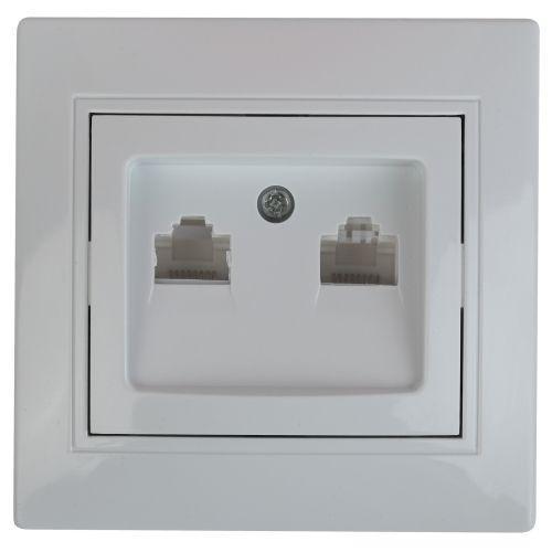 Розетка компьютерная 2-м СП Plano 1-304-01 RJ45 бел. Intro Б0043241
