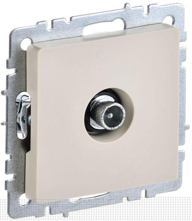 Розетка телевизионная проходная TV СП Brite РТВ10-0-БрКр беж. IEK BR-A10-P-K10