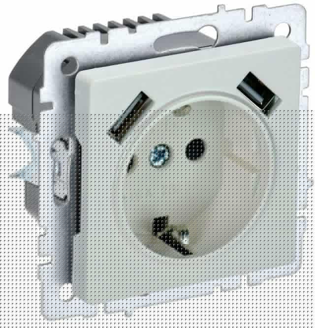 Розетка BRITE РЮш10-1-БрЖ 16А с USB A+A 2.1А с заземл. защ. шторки жемчуж. IEK BR-R14-16-U21-D21-K36