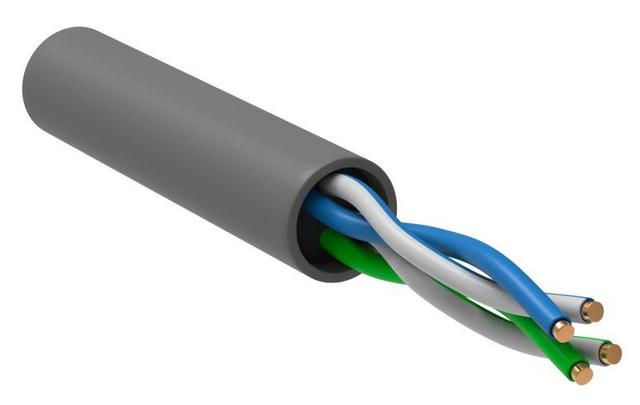Кабель витая пара U/UTP кат.5E 2х2х24AWG solid LSZH сер. РФ (уп.305м) ITK LC1-C5E02-121-R
