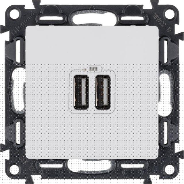 Розетка USB 2-м Valena Life 240В/5В 2400мА с лицев. панелью механизм бел. Leg 753412