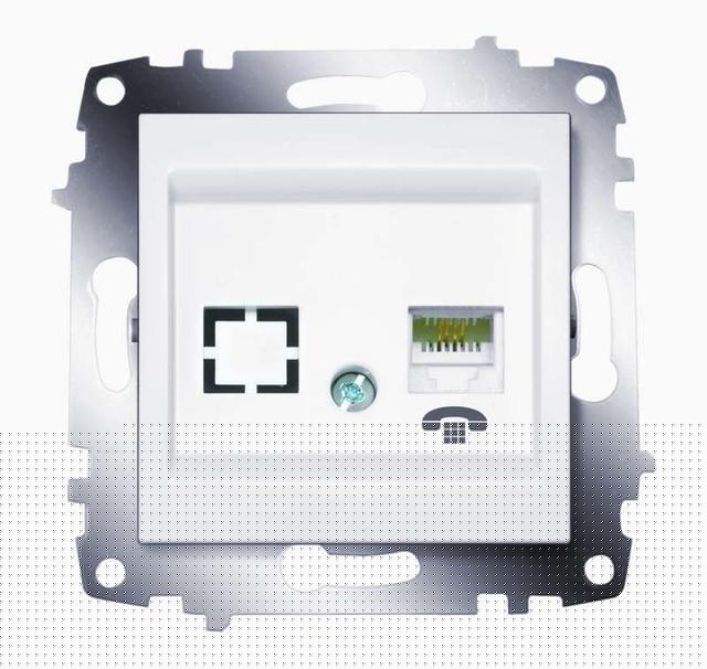 Розетка телефонная 1-м Cosmo RJ11 + гнездо механизм бел. ABB 619-010200-221