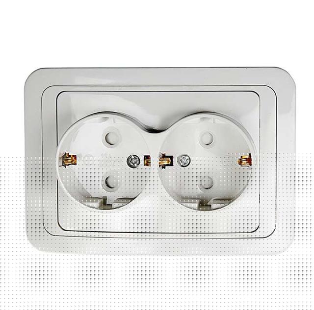 Розетка 2-м CLASSICO защ. шторки с заземл. 2128x бел. ASD / IN HOME 4690612000985