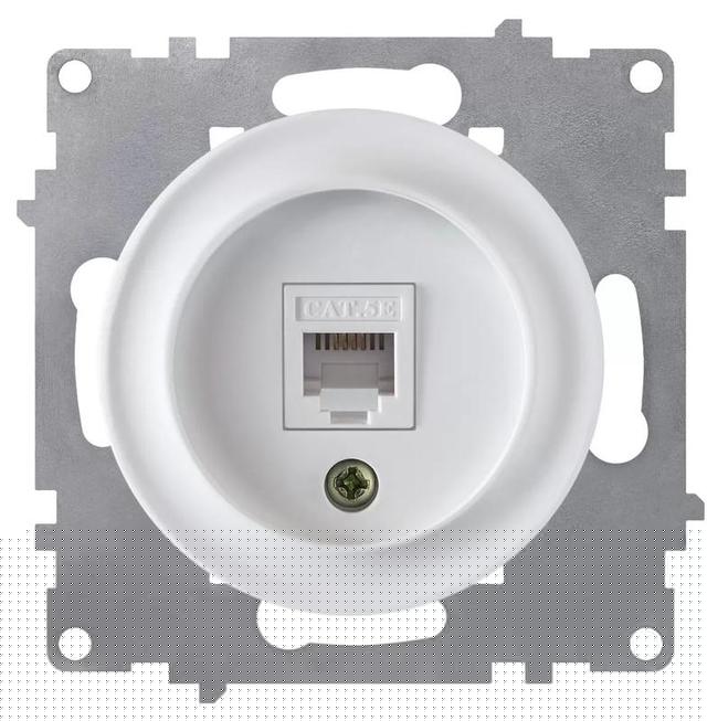 Розетка компьютерная 1-м СП Florence RJ45 кат.5E механизм бел. (1E20701300) OneKeyElectro 2172770