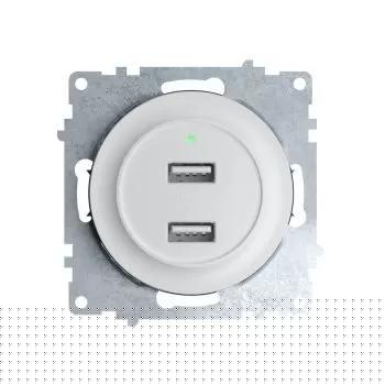 Розетка USB 2-м СП Florence 16А IP20 с подсветкой механизм бел. (1E10351300) OneKeyElectro 2260089
