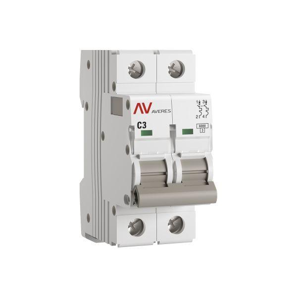 Выключатель автоматический модульный 2п C 3А 6кА AV-6 AVERES EKF mcb6-2-03C-av